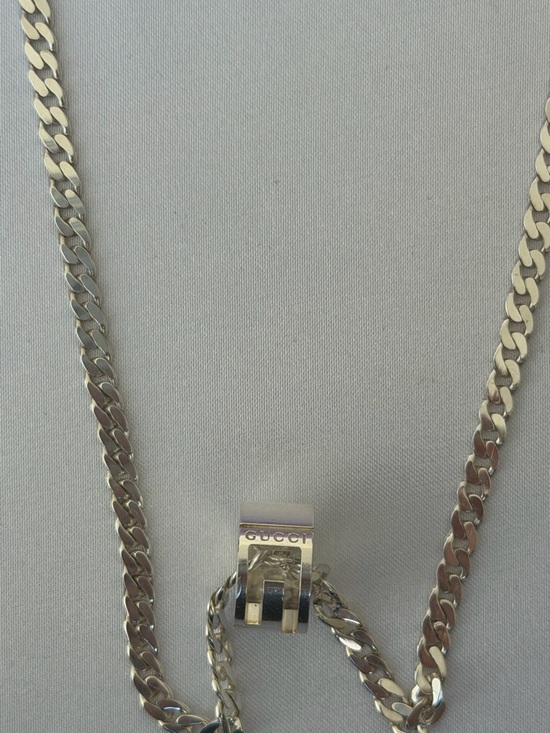 Gucci Jewelry - Gucci Cutout G Ring Silver Necklace - With Box